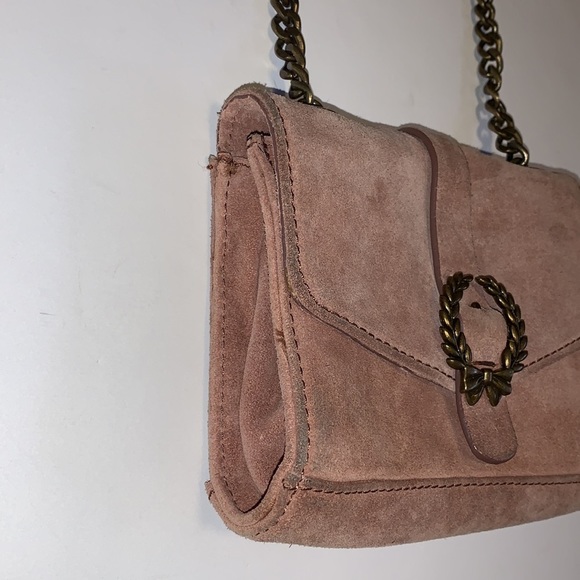 Zara Dusty Rose Suede Crossbody Bag with Chain Strap - Picture 5 of 11